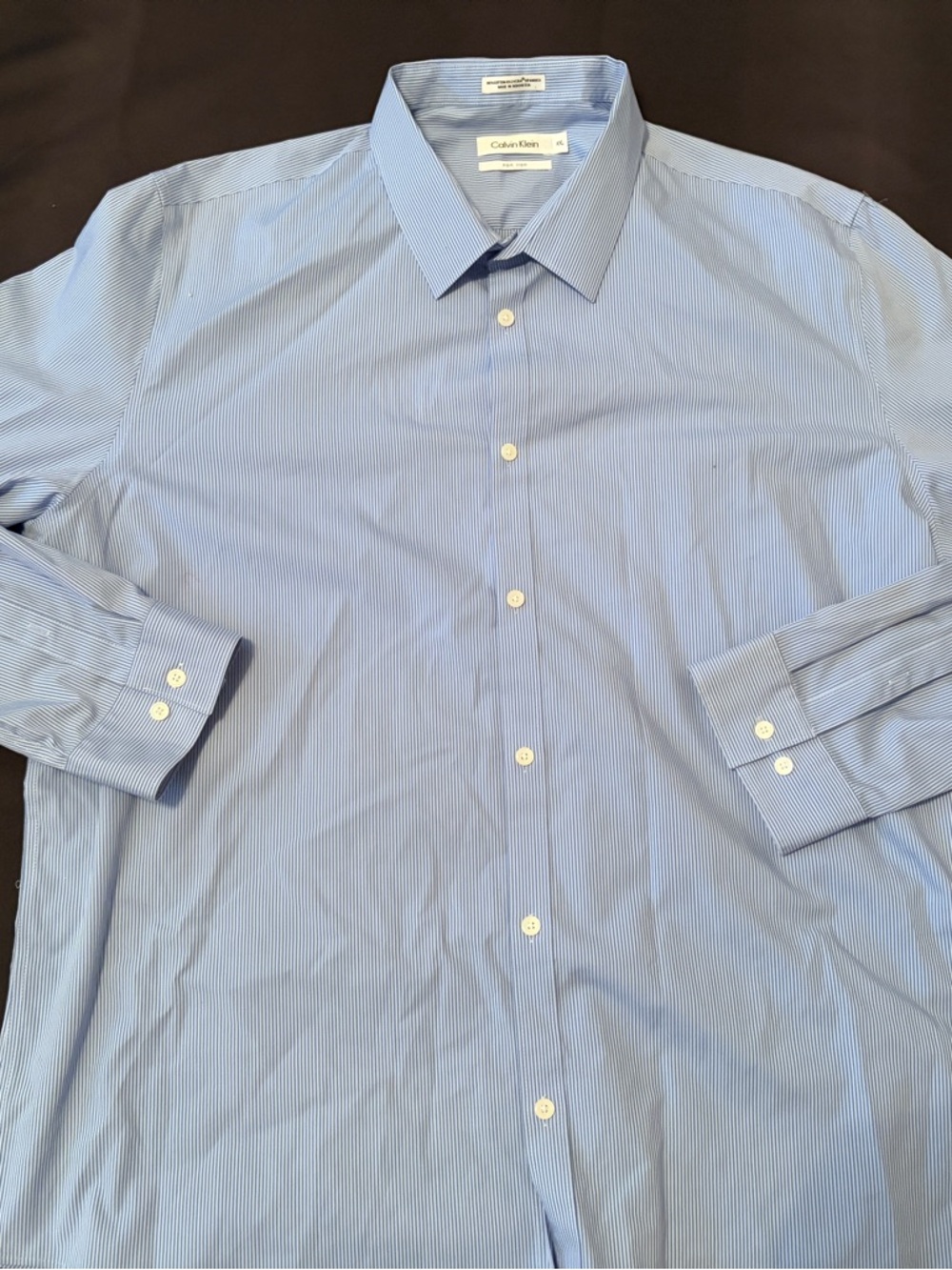 Calvin Klein Men's Blue Pinstripe Dress Shirt